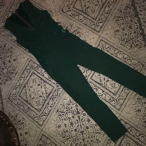 Forest green body hugging jumpsuit